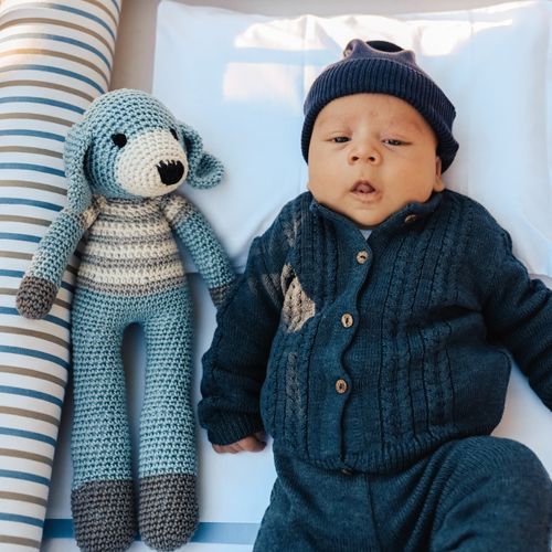 Cachorro Amigurumi Crochê Azul bebê