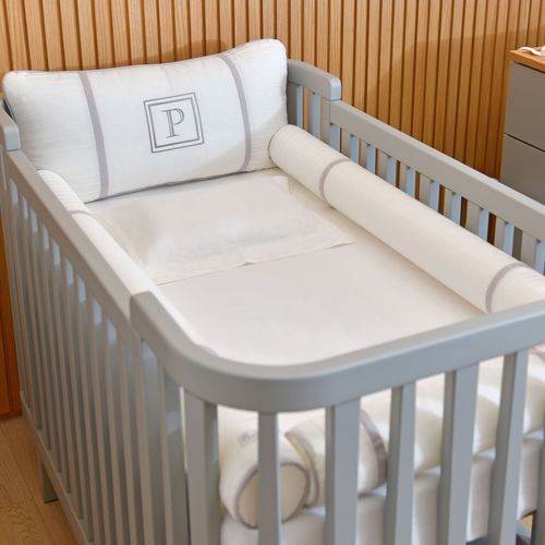 Kit Colcha e Porta Travesseiro de Berço Linho Orgânico Lovely Touch