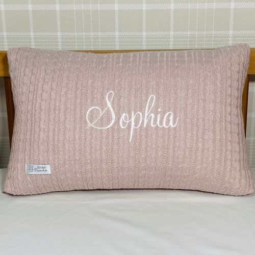 SALE JÁ PERSONALIZADO - Sophia - Almofada Cabeceira Tricot Rosé