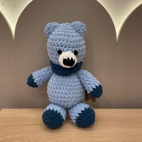 Urso Azul  Amigurumi Crochê Ultra Soft
