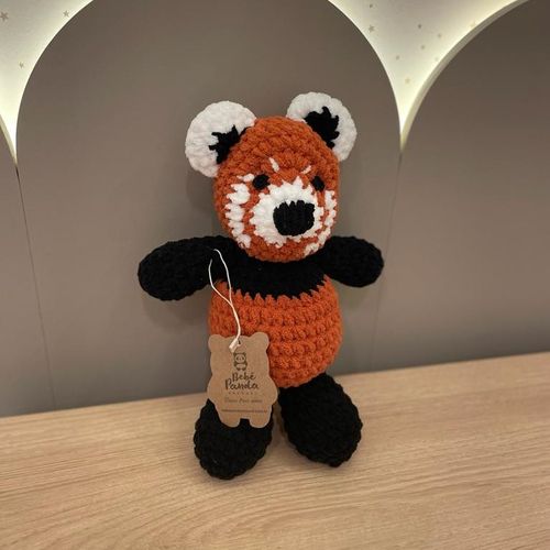 Panda Vermelho Amigurumi Crochê Ultra Soft