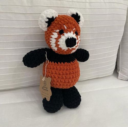 Panda Vermelho Amigurumi Crochê Ultra Soft