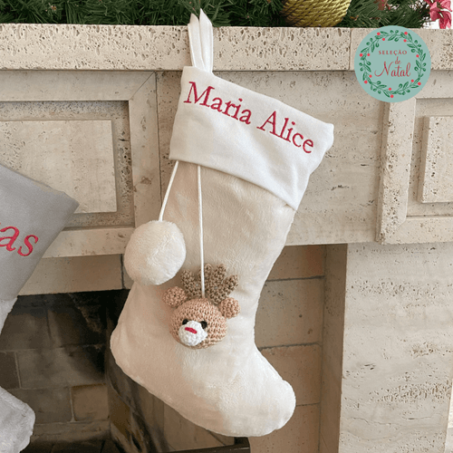 Bota Natal Offwhite Personalizada