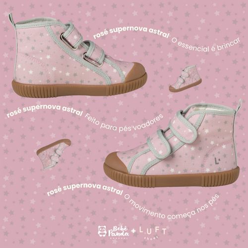 Tênis cano alto LUCA Estrelas Rosé LUFT + Bebê Panda