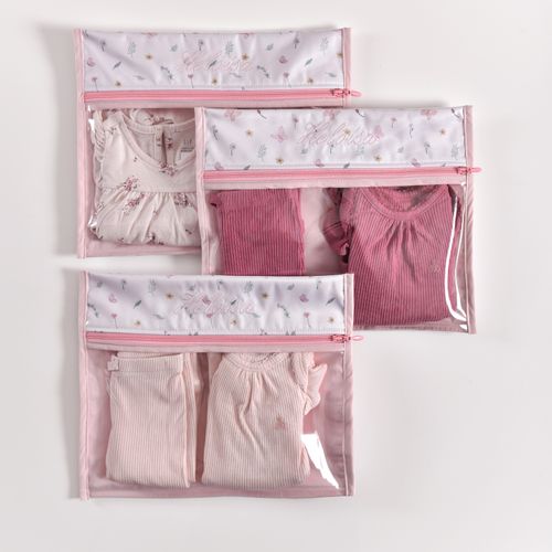 Kit Saquinho Organizador Maternidade Jardim das Borboletas - 3 pçs