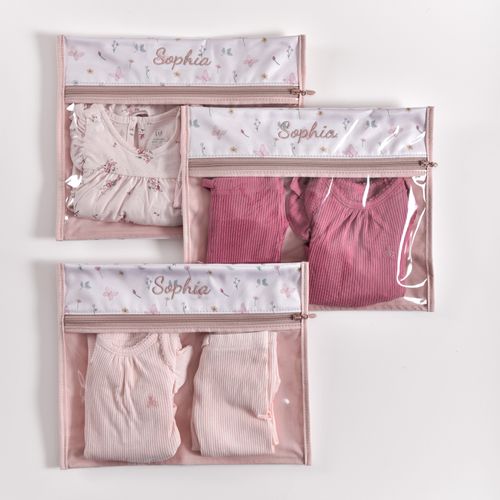 Kit Saquinho Organizador Maternidade Jardim das Borboletas - 3 pçs
