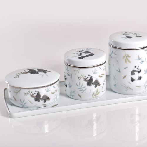 Kit Higiene Completo Porcelana - 4 pçs - Jardim dos Pandas