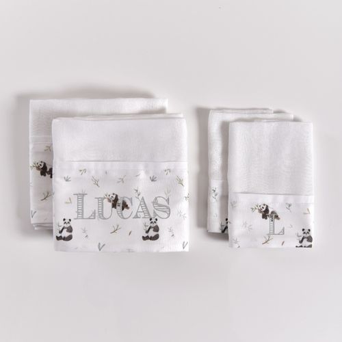 Kit Fraldinhas Boca e Ombro Jardim dos Pandas - 4 pçs