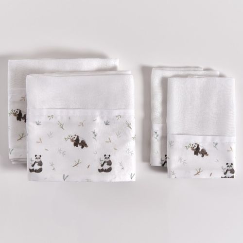 Kit Fraldinhas Boca e Ombro Jardim dos Pandas - 4 pçs
