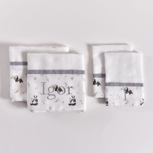 Kit Fraldinhas Boca e Ombro Pandas - 4 pçs