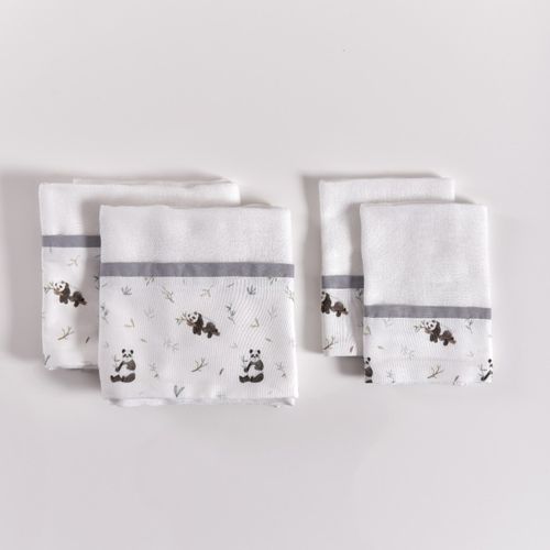 Kit Fraldinhas Boca e Ombro Pandas - 4 pçs