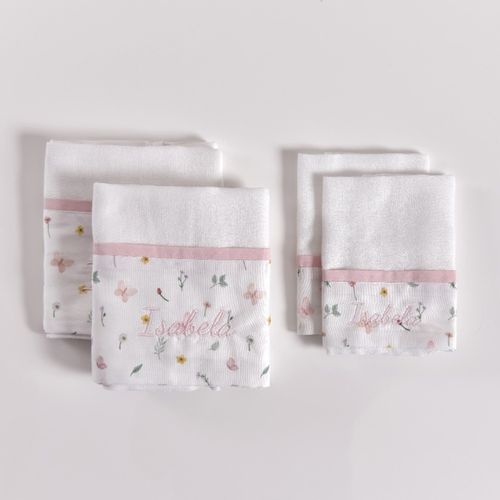 Kit Fraldinhas Boca e Ombro Jardim das Borboletas - 4 pçs