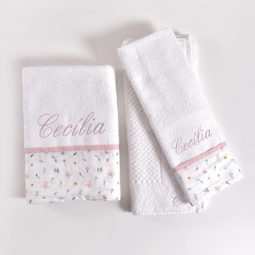 Kit Banho Personalizado Jardim das Borboletas 3 peças