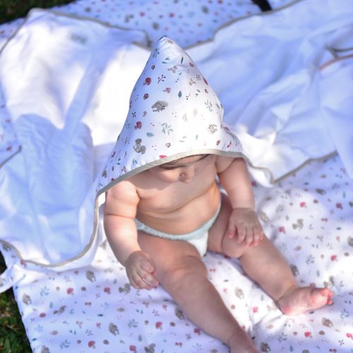 Toalha de Banho com Capuz para Bebê Cogumelos