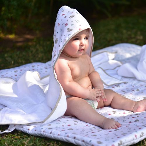 Toalha de Banho com Capuz para Bebê Cogumelos