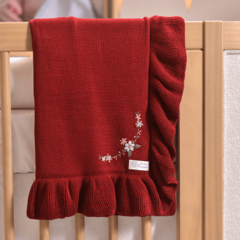Manta Tricot com Babado Raminhos Flores