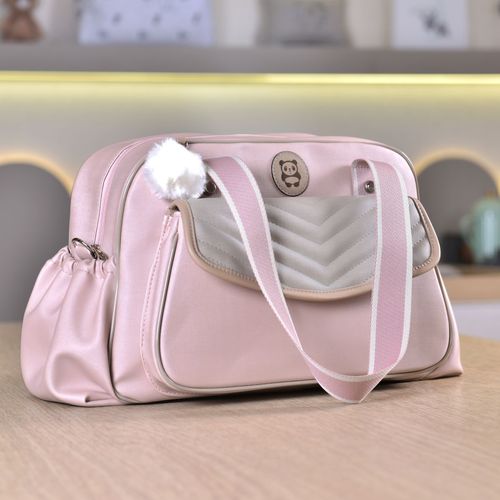 Bolsa Maternidade Bebê Panda Rosa com Fendi