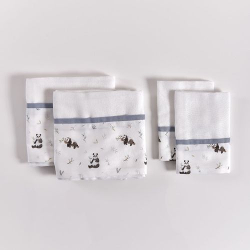 Kit Fraldinhas Boca e Ombro Pandas - 4 pçs Flash