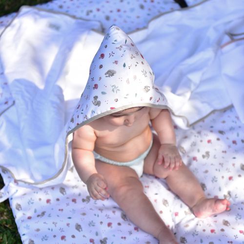 Toalha de Banho com Capuz para Bebê Cogumelos Flash