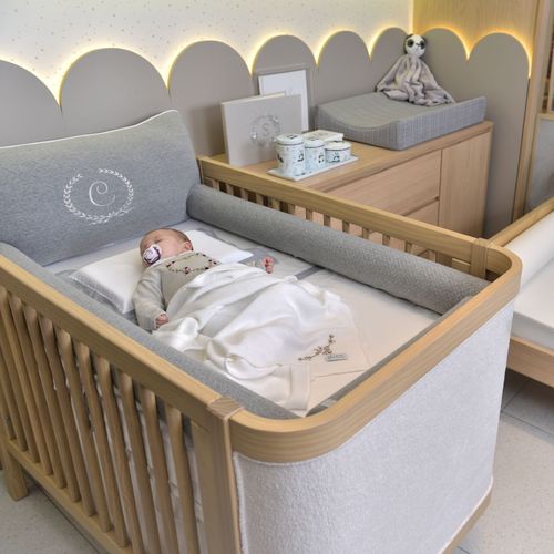 NEW DESIGN! Kit Protetor de Berço Rolinho Matelasse Soft Touch Cinza Flash