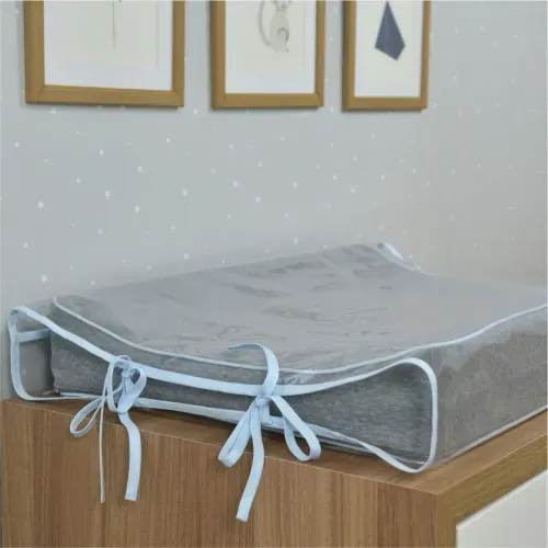 SALE - Trocador Americano Matelasse Cinza/Azul Bebe