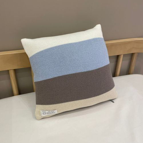 SALE - Almofada Quadrada Tricot Listrado Azul