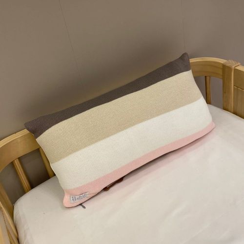 SALE - Almofada Retangular Decorativa Tricot Listrado Rosa