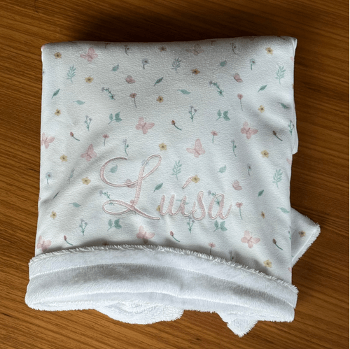 SALE JÁ PERSONALIZADO - Manta Soft Borboletas - Luísa