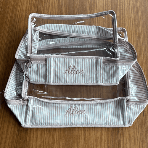 SALE JÁ PERSONALIZADO - Alice - Organizadores Listrado Rosé 2 peças