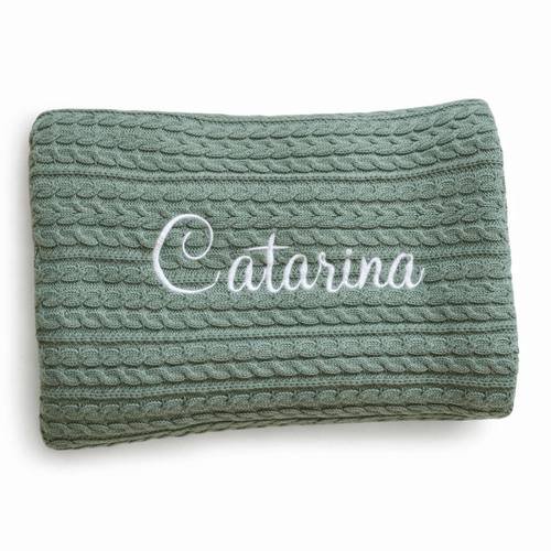 SALE JÁ PERSONALIZADO - Catarina - Colcha Berço tricot Verde